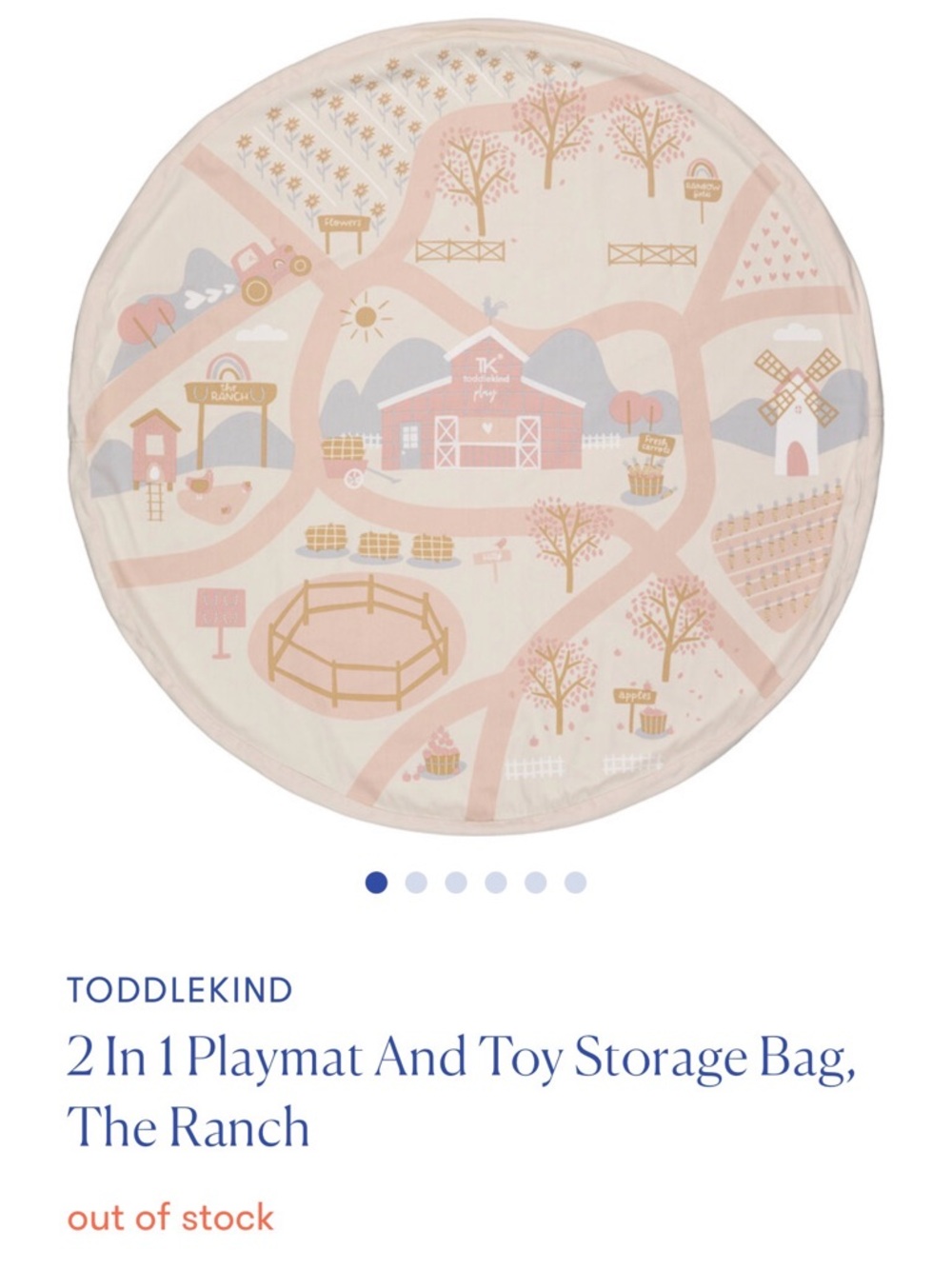 Toddlekind 2-in-1 Playmat and Toy Storage Bag - Pink Ranch